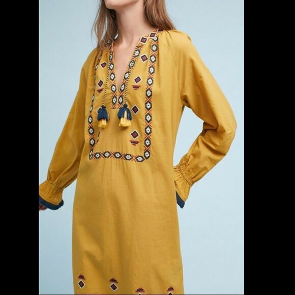 Anthropologie R Ya Jacinta Embroidered Tassel Fringe Dress NWT - Picture 2 of 9